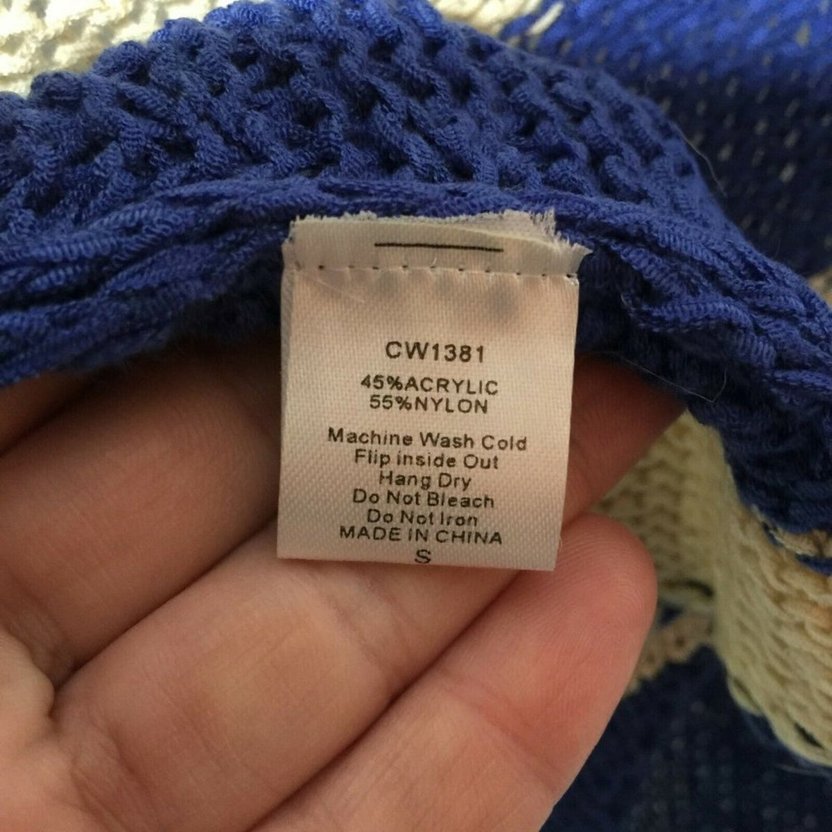 TCEC Crochet Stitch Fix Open Front Cardigan Roxanna NEW Size Small blue cream