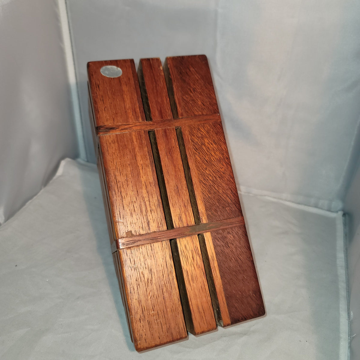 Vintage walnut 9 knife Wood Block sharpening steel space GREAT DESIGN