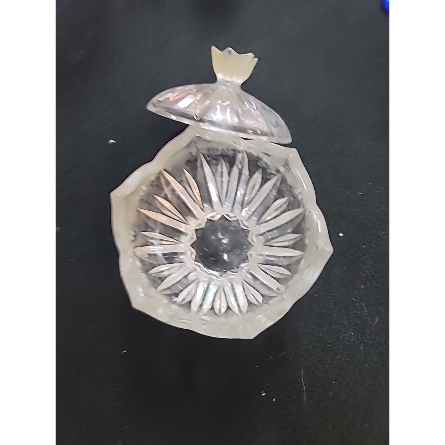 Gorham Crystal Rose Covered Candy Dish Trinket Vanity Powder Jewelry