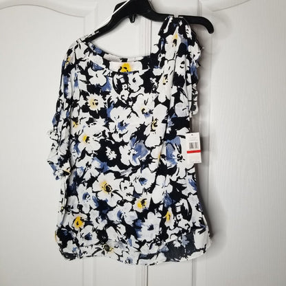 NWT 1. State Floral One Shoulder Tie Top Crew Neck Casual Lightweight summer XS