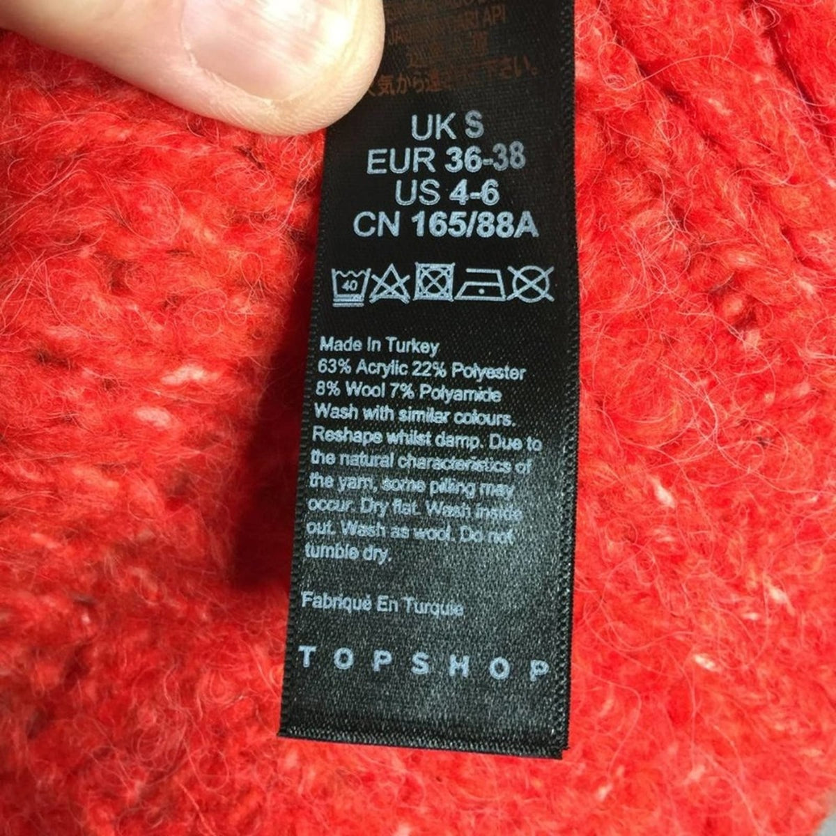 NWT Topshop Petal Pointelle Knit Pullover Sweater NEW Small RED