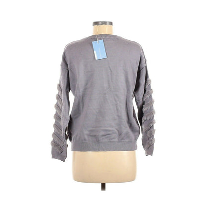Michelle Nicole Cliche Faux Fur Sleeve Pullover Knit Sweater Long Sleeves Size Large