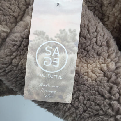 Sage Collective Jet Setter Two-Tone Faux 1/4 Zip Pullover Shearling Jacket Small