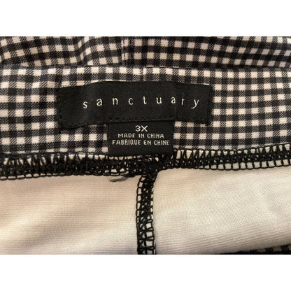 Sanctuary Pull On Flat Front Stretch Crop Pants Plus Sz 3X Black Mini Check NWT