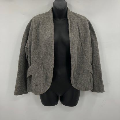 Vintage Women's Wool Knitted Cardigan Sweater Long Sleeves Gray Solid 26"