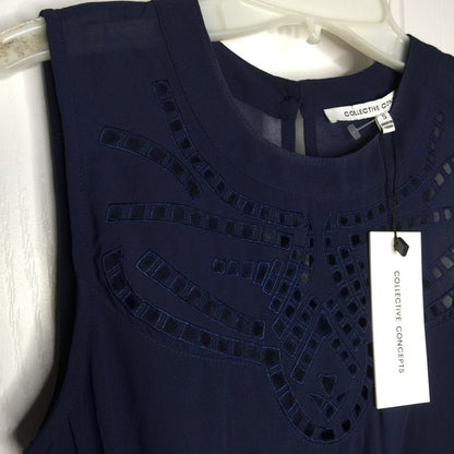 Collective Concepts Kaeli Eyelet Dress Stitch Fix Sleeveless Navy Blue Small