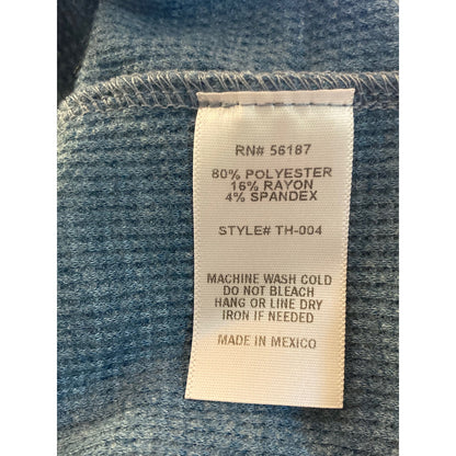 Baea Los Angeles Raw Seam Waffle Thermal Bell Sleeve Top Sz Small Denim Blue NWT