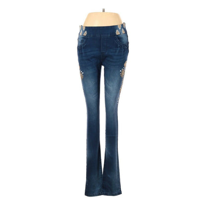 Blueberry Boho skinny Leg Cut Denim Jeans Mid Rise Dark Wash Blue Size 8