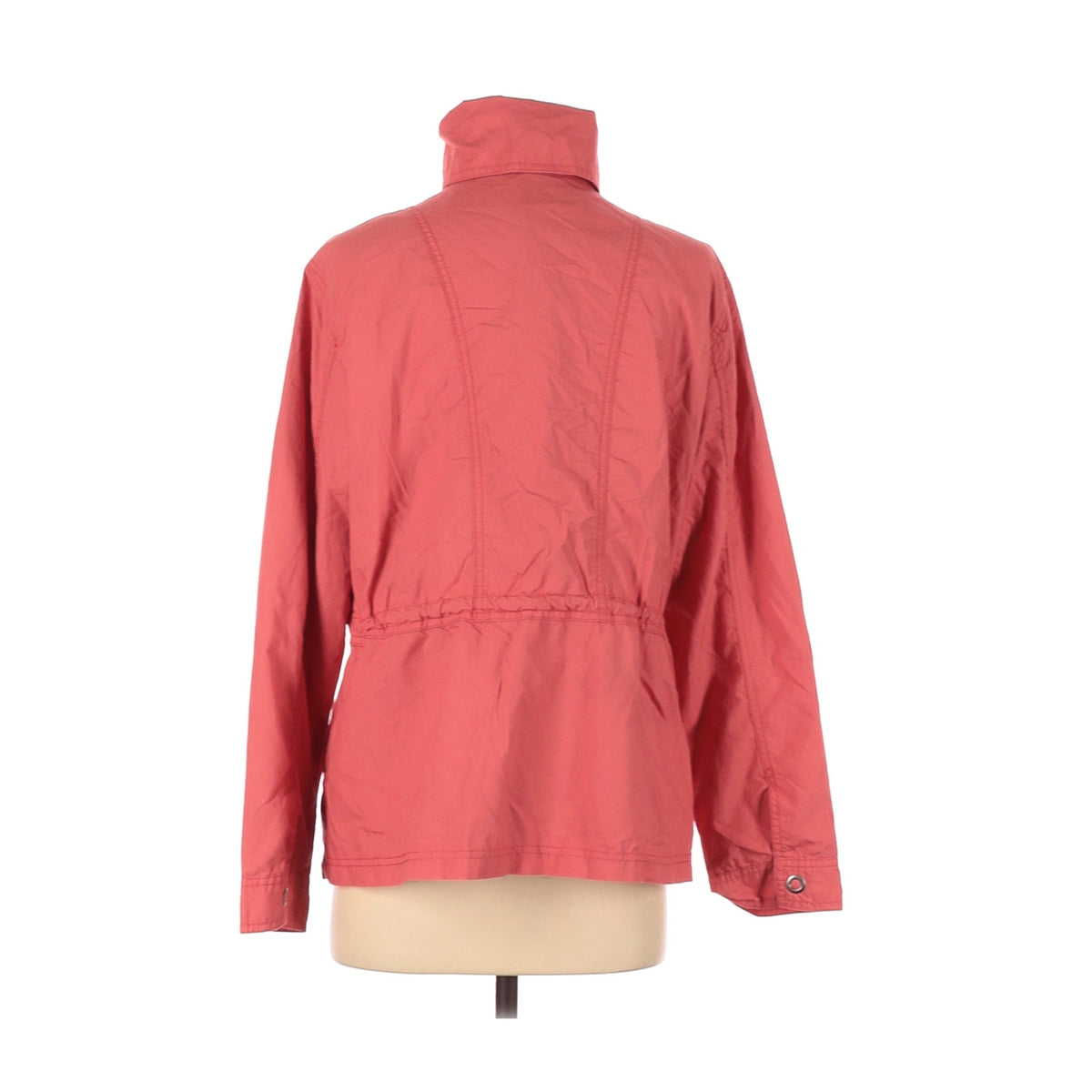 Chico's Snap Button Jacket Long Sleeve Zip Pockets Solid Red Size Large or 2