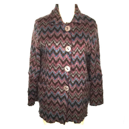 Aztec fuzzy long sleeve sweater FOCUS Wool blend Medium BOHO Tribal Western VTG