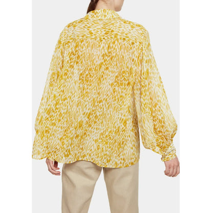 ANNIE BING Caleb Silk Shirt large long sleeve mixed marigold Leopard blouse top