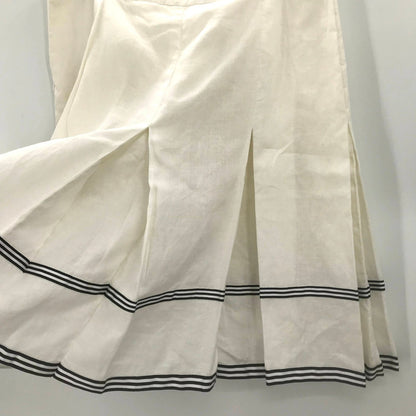 Cheerleader Striped Pleated circle Skirt High Rise Wasted Ivory Black Waist 32