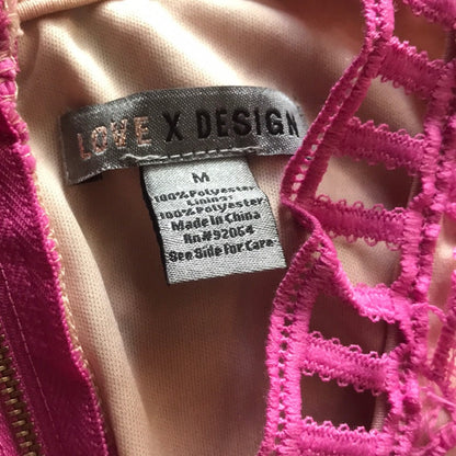 Love x Design Pink Lace Lattice Casual Sleeveless Dress Medium Summer Knee High