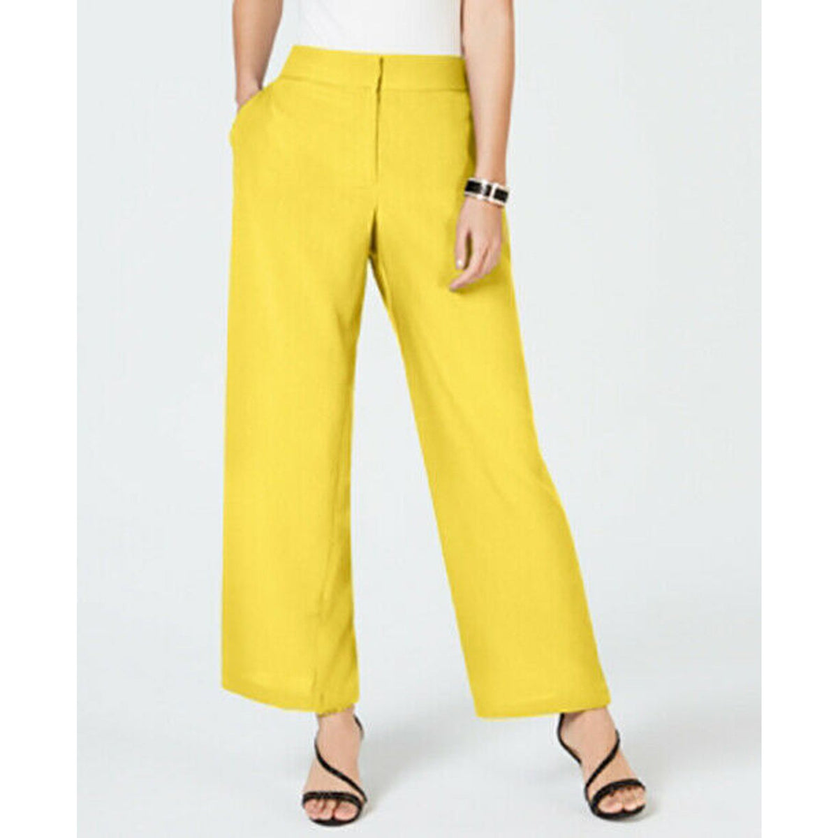 Thalia Sodi Pockets Wide-Leg Dress Pants Lightweight Summer Mango Mojito Large