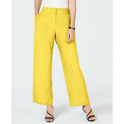 Thalia Sodi Pockets Wide-Leg Dress Pants Lightweight Summer Mango Mojito Large
