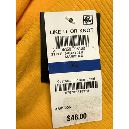 Bar III NWT Like It or Knot Hipster Swim Ribbed Marigold Bikini Bottom Size XL