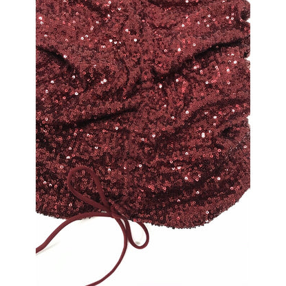 Fashion Nova Wine Color Sequin Mini Dress extra large Bodycon Ruched middle XL