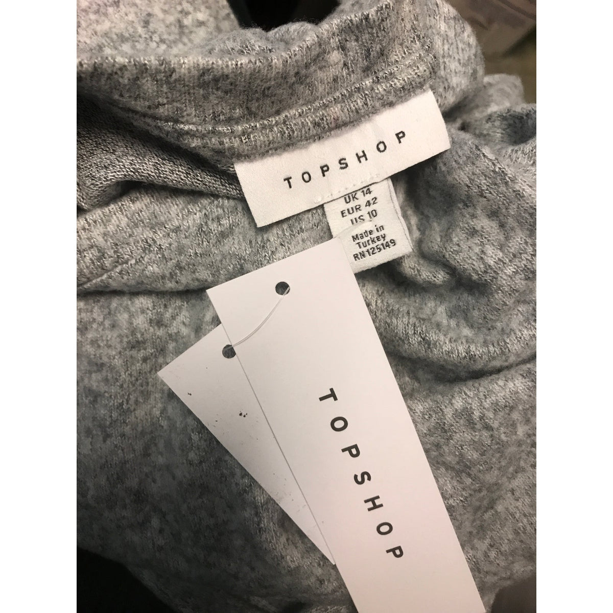 Topshop knitted midi dress in gray heather US 10