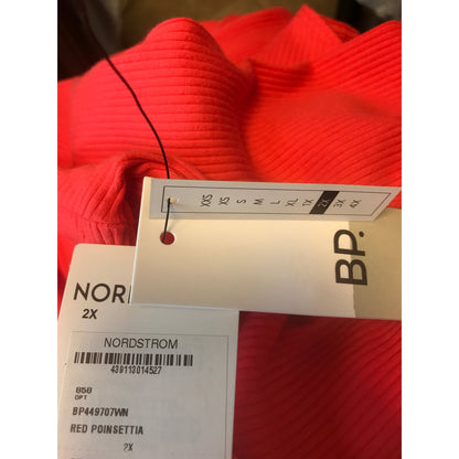 BP. Red Poinsettia Ribbed Winter Bodysuit Plus Size 2X Red