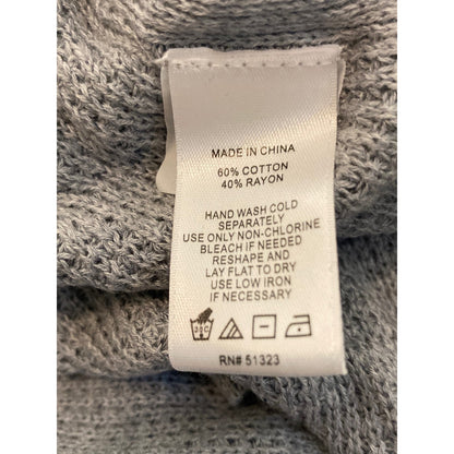 1.State Crew Long Sleeve Side Button Waffle Knit Top Sz Large Silver Heather NWT