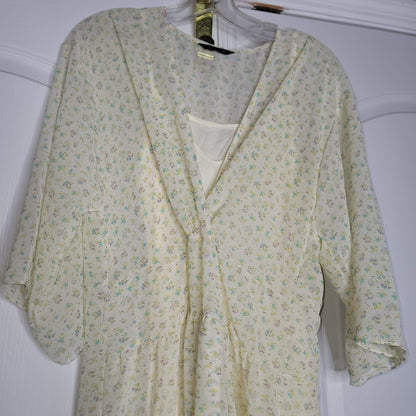 American Eagle AE Studio Dress Floral Large Lined Wing Sleeves Spring Flounce