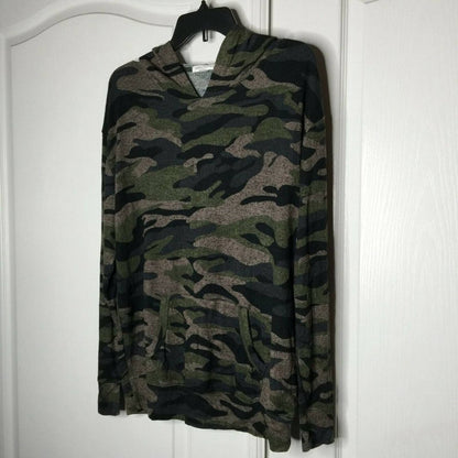 Socialite Hoodie Sweatshirt Long Sleeve Ribbed Cuff Camouflage NEW Mens Small