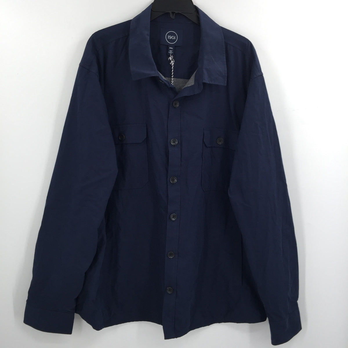 NWT 1901 Shirt Jacket Front Button Long Sleeve Collared Neck Navy Blue Size XXXL