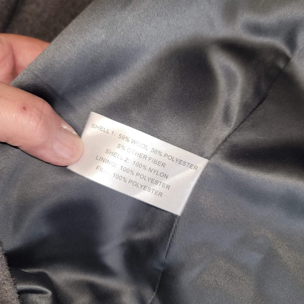 G Gallery Gray Melange Wool Coat Jacket Hooded Size Medium Lined NEW DAMAGED