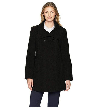 Larry Levin Women's Wool Blend Coat Size Small Black NWT Jacket Button Up