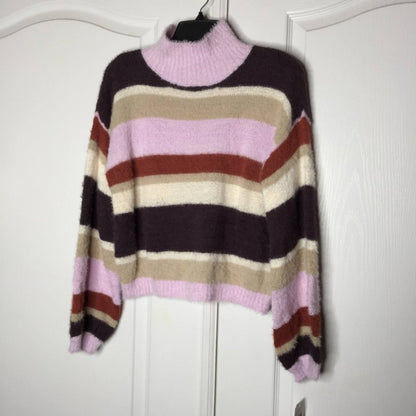 NWT Ten Sixty Sherman Fuzzy Pullover Sweater Long Sleeves Mock Neck Stripe XL