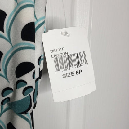 Donna Morgan Sleeveless Sheath Dress Twisted Front V-Neckline Printed Size 8