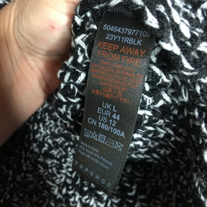 Topshop Chunky Pointelle Sweater Crew Neck Long Sleeves Dropped Shoulders Sz 12
