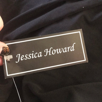 Jessica Howard Black Sheath Cocktail Dress Size 16 LBD embellished Sleeveless