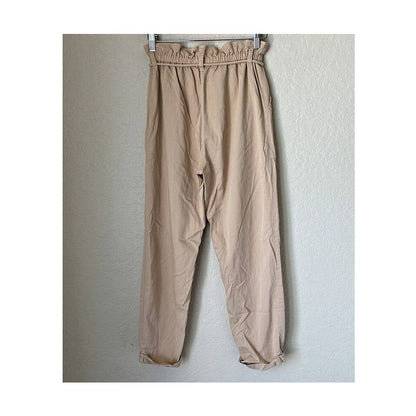 Topshop Women's Paperbag Waist Drawstring Cuffed Pants Size 4/US Khaki / Tan NWT