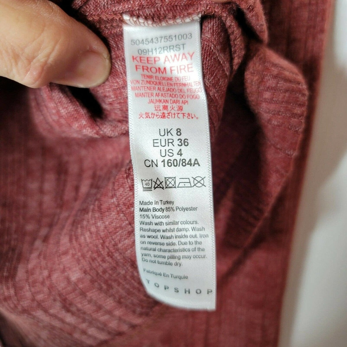Topshop Split Back Cut & Sew Sweater Crewneck Split Back Long Sleeves Size US 4