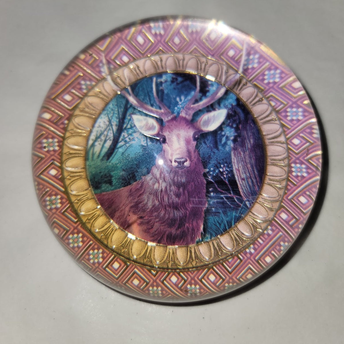 Crystal Punch Studio Made in France Paper Weight Deer Buck Office Domed