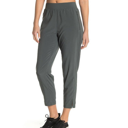 NWT Z by Zella Expression Activewear Cropped Pants Small Gray Green Elastic Waist