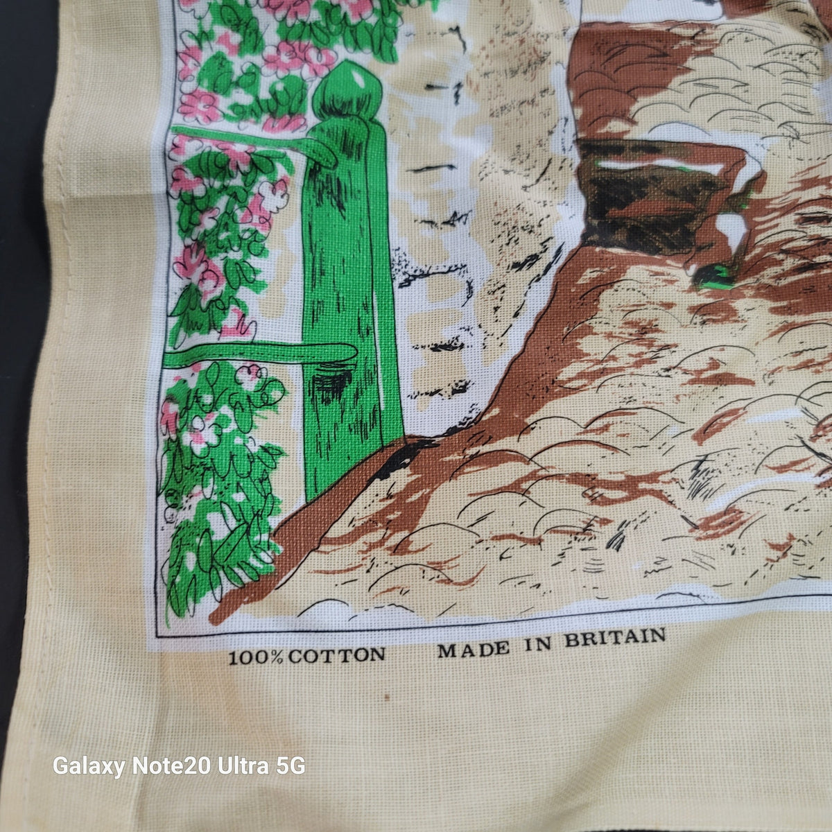 Vintage Down-A-Long Clovelly Linen Tea Towel Kitschy Donkey Souvenir England