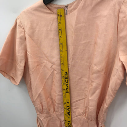 Mancini Women Short Sleeve Tie Waist Mini Dress Back Zip Pink Sz 16