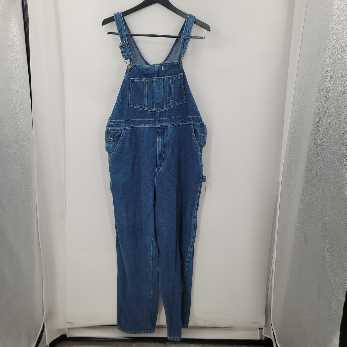 Guide Gear Vintage Coverall Overalls XL blue denim Brass button 30" Inseam