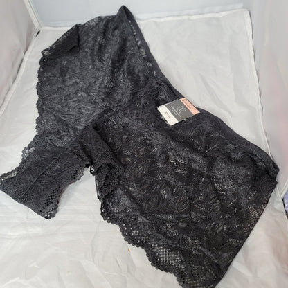 NWT INC Plus Size Sissy Lace Boyshort Deep Black 2X