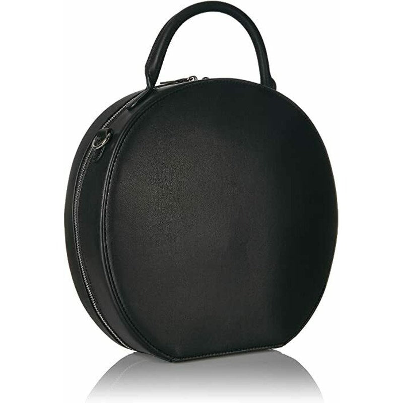 Steve Madden Jill Large Pebbled Round Canteen Bag Blk Top handle Shoulder Purse