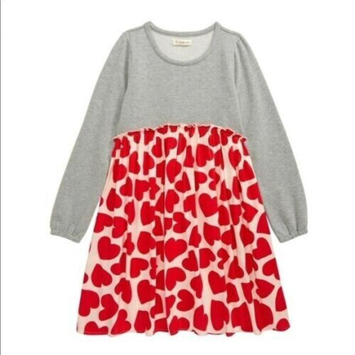 TUCKER + TATE Toddler Grey Fleece Bodice/Pink Red Heart Print Dress Size 3 NWT