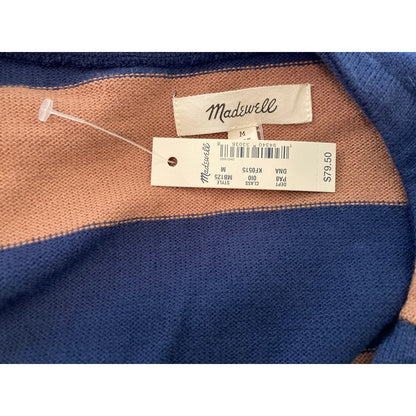 Madewell Inside-Out Seam Striped Pullover Sweater Size Medium in Brown/Blue NWT
