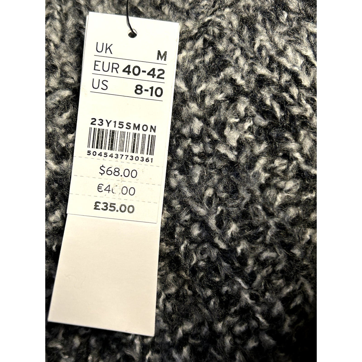 Topshop NWT Vertical Cable Knitted Pullover Sweater Gray Black Size 8-10