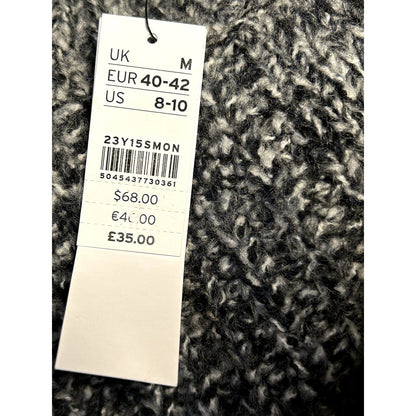Topshop NWT Vertical Cable Knitted Pullover Sweater Gray Black Size 8-10