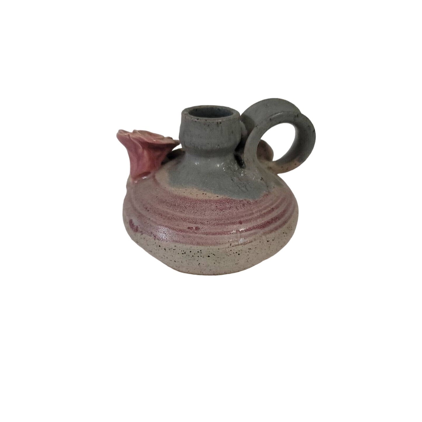 Handmade ART Pottery CANDLESTICK with Handle Signed Douglas Studio 1996