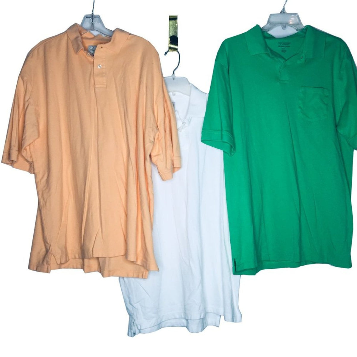 Lot Of 3 Shirts Linea Uomo, Roundtree & Yorke Polo Golf Green White Orange XLT