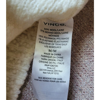 Vince NWT Off White Textured Bouclé Wool Blend Sweater Size XS Piping detail
