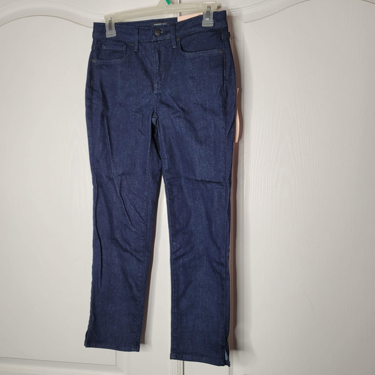 Curves 360 by NYDJ Rinse Short Slim Straight Ankle Jean Split Hem Blue One Size